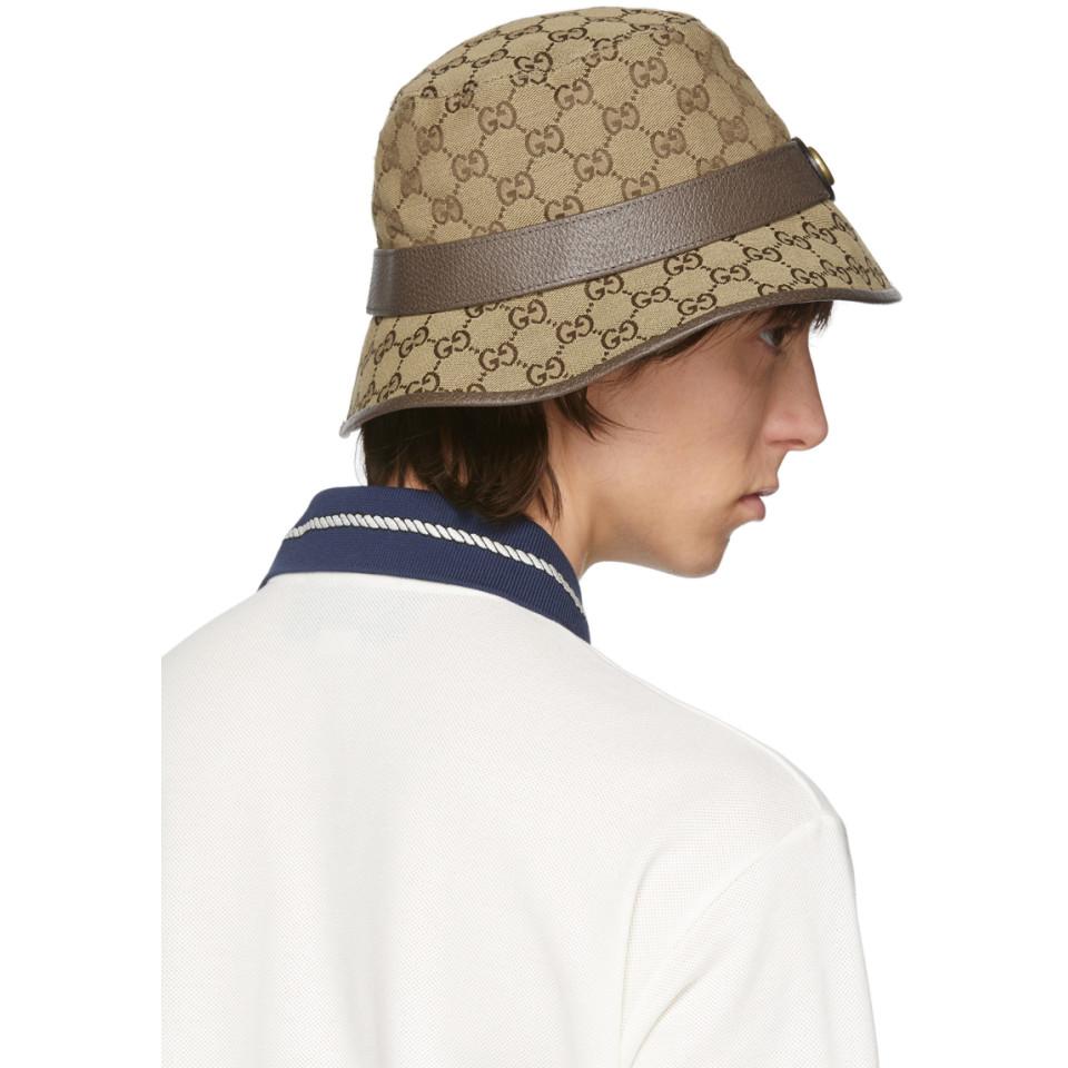 Gucci Monogrammed Canvas Bucket Hat in Beige (Natural) for Men - Save 42% |  Lyst