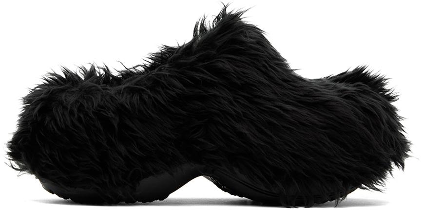 Balenciaga Crocs Faux Fur Eva Clogs in Black for Men | Lyst