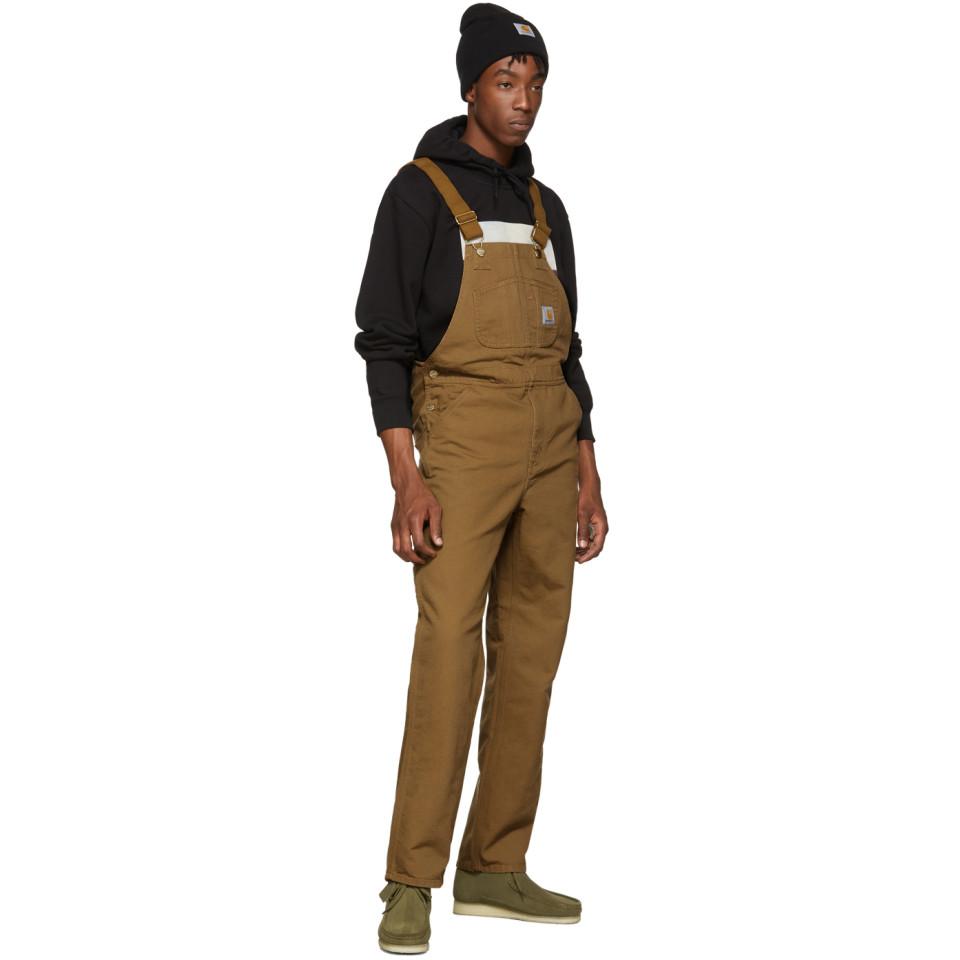 Carhartt WIP Cotton Brown Rinsed Bib Overall for Men | Lyst