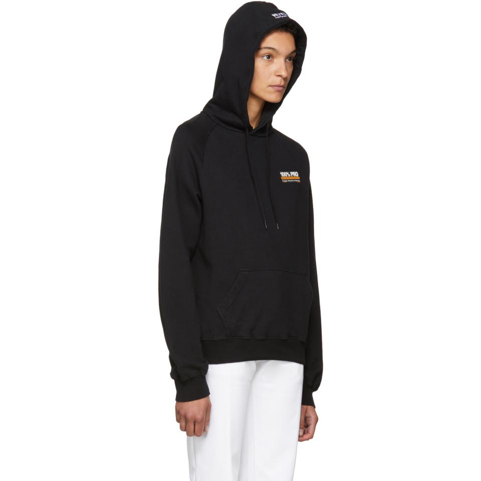 Vetements Cotton Black '100% Pro' Normal Fitted Hoodie - Lyst