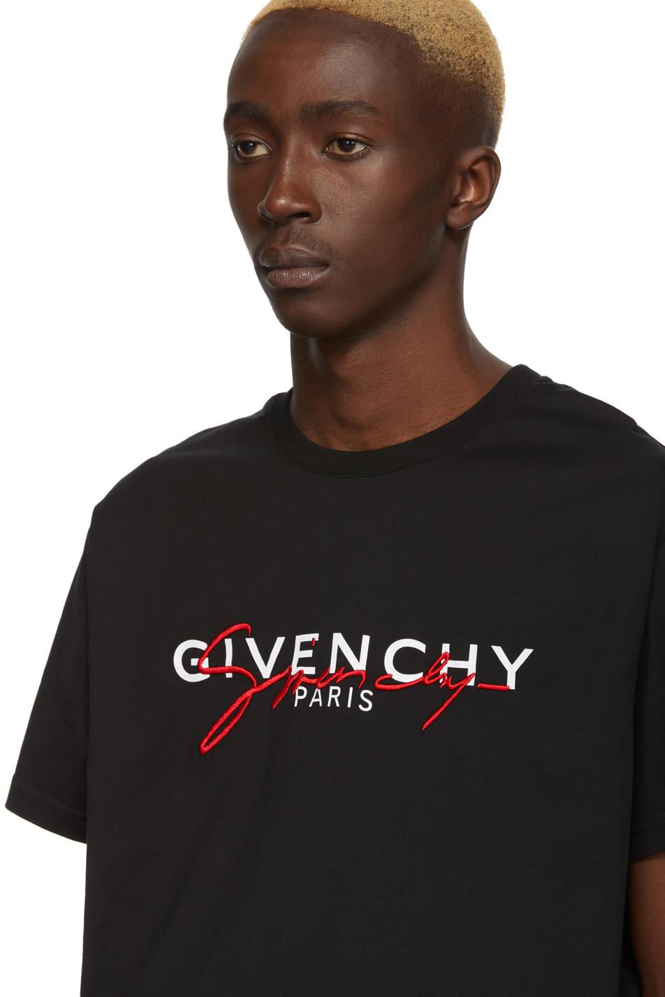 Givenchy Black Signature Print T-shirt in Red for Men | Lyst