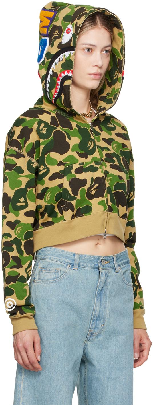 A Bathing Ape Khaki Abc Camo Crystal Stone Shark Hoodie in A Bathing Ape Khaki Abc Camo Crystal Stone Shark Hoodie in