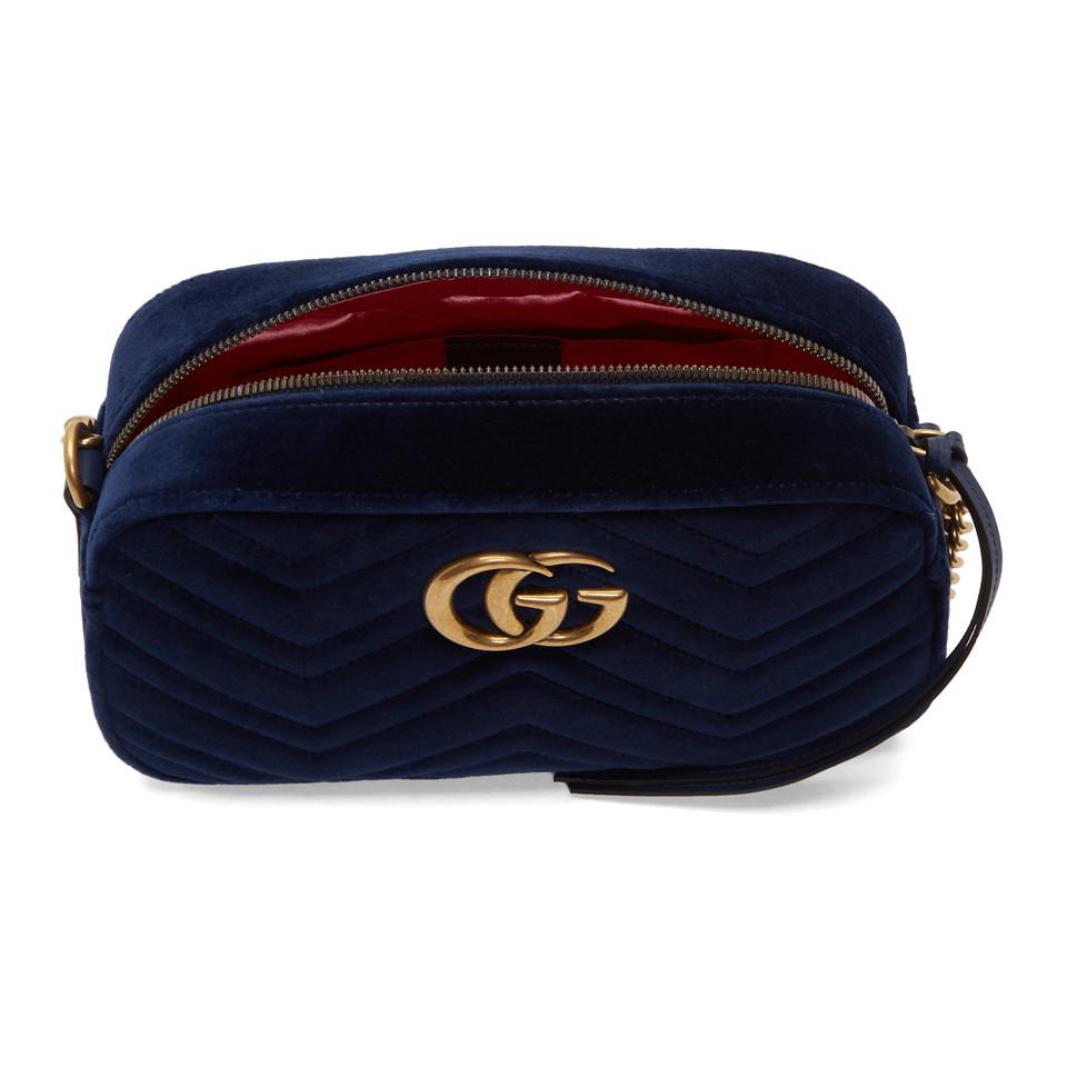 Gucci Blue Velvet Small GG Marmont 2.0 Shoulder Bag - Lyst