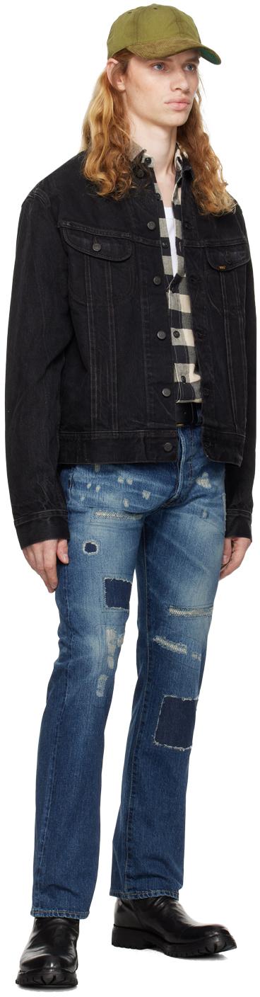 RRL メンズ ブラック Worn-in デニム トラッカージャケット ジャケット 