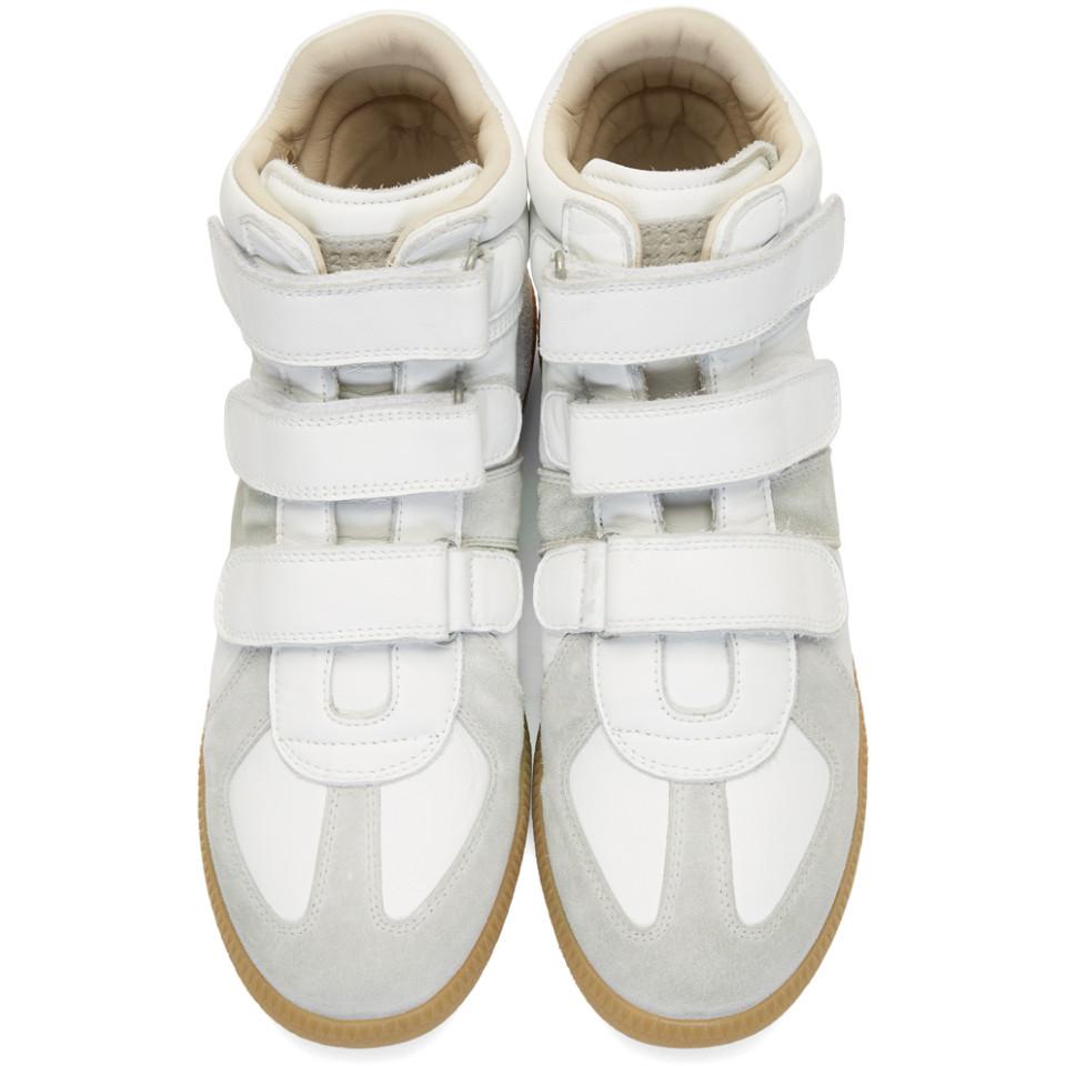 White Triple Velcro Sneakers for Men |