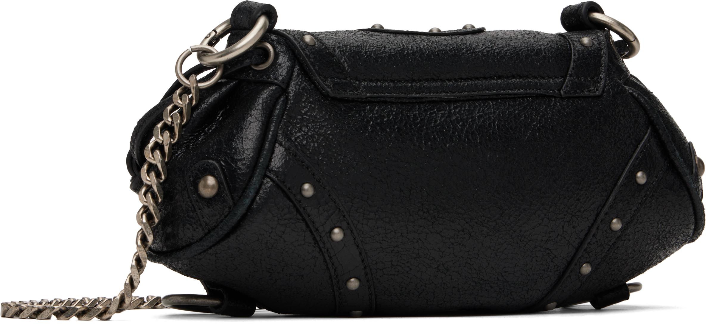 GUESS U.S.A ブラック ミニ クラックル バッグ クラック加工レザー