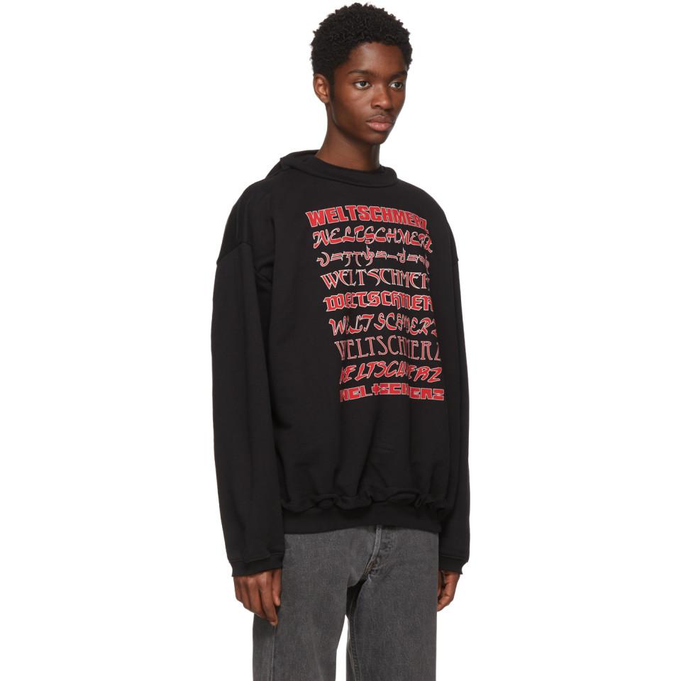 Vetements Black Double Weltschmerz Zip Hoodie for Men | Lyst