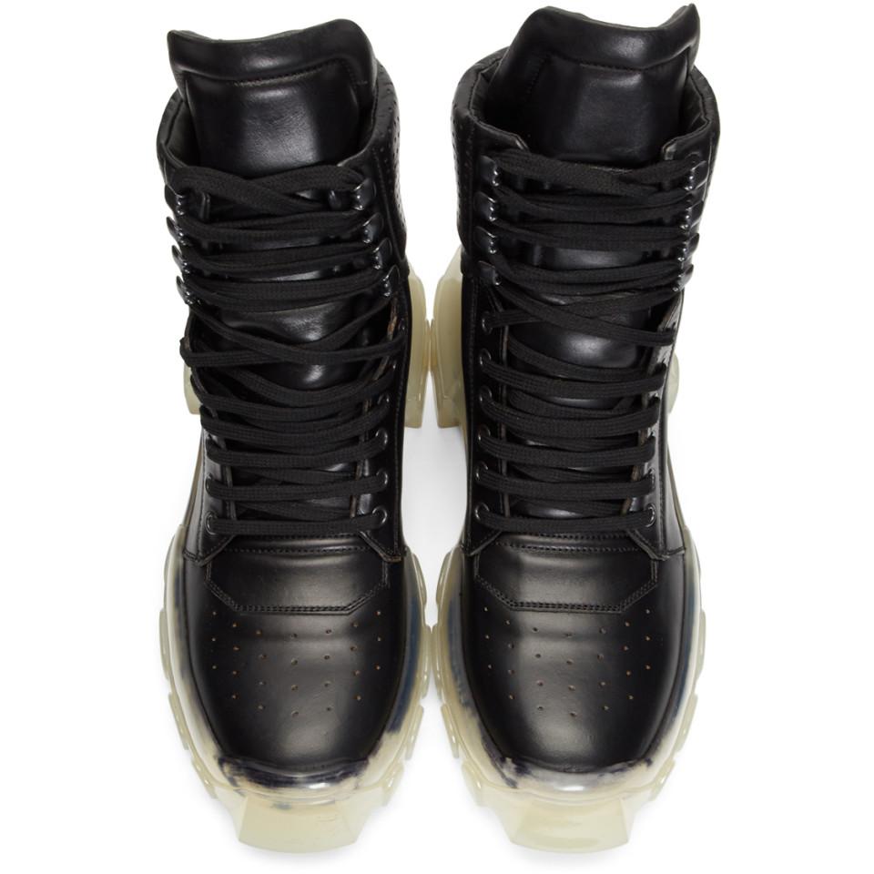 Rick Owens Leather Black Clear Sole Tractor Dunk Boots for Men - Lyst