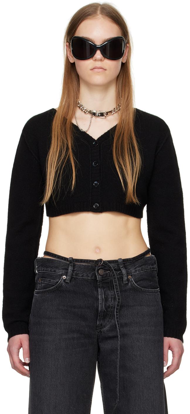 Acne Studios レディース ブラック クロップド カーディガン セーター 