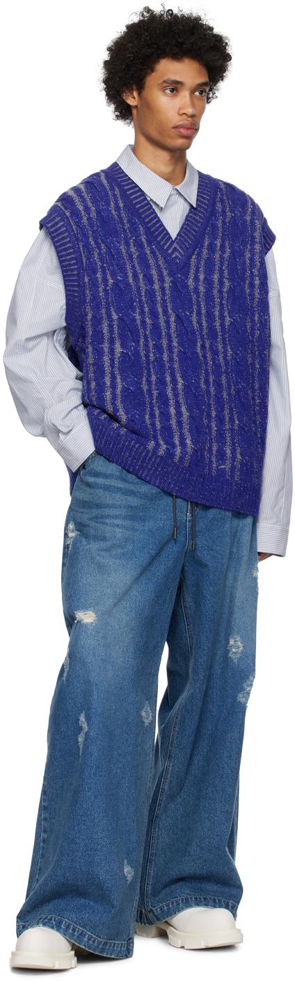Juun.J メンズ ブルー ストライプ シャツ シャツ