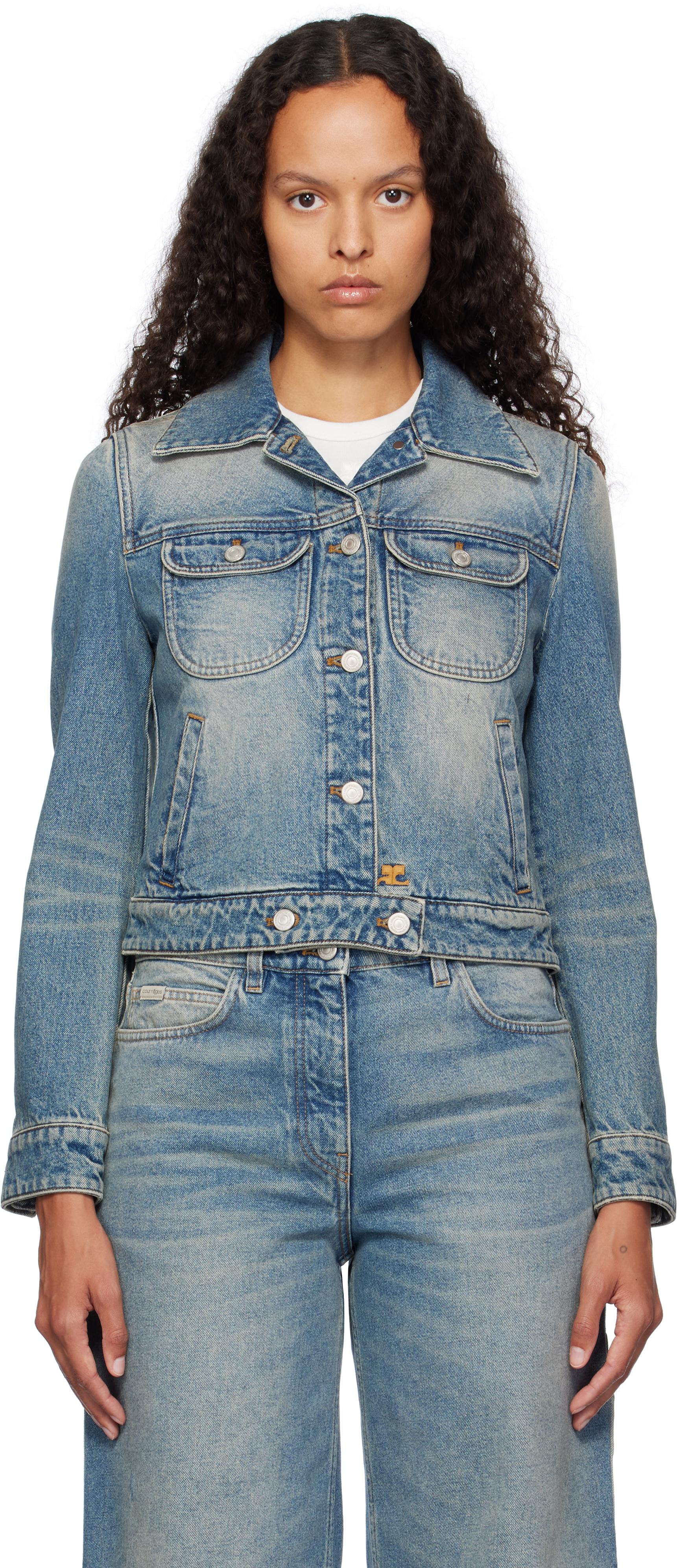 Courreges レディース ブルー デニム トラッカージャケット ジャケット