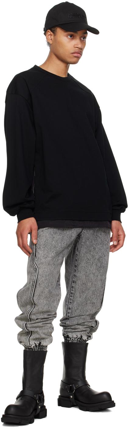 【関税込み】Juun.J ブラック サイドジッパー スウェットシャツ Juun.J メンズ ブラック サイドジッパー スウェットシャツ