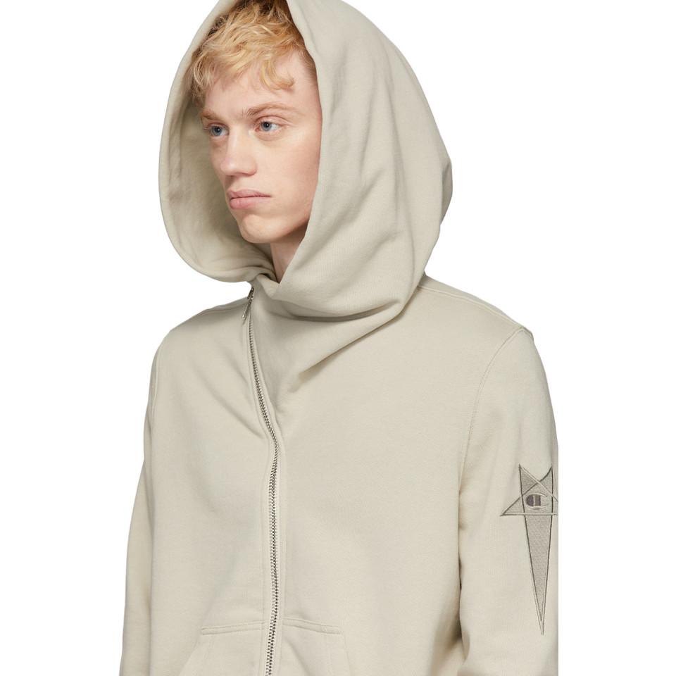 Rick Owens Grey Champion Edition Mountain Hoodie for Men | Lyst