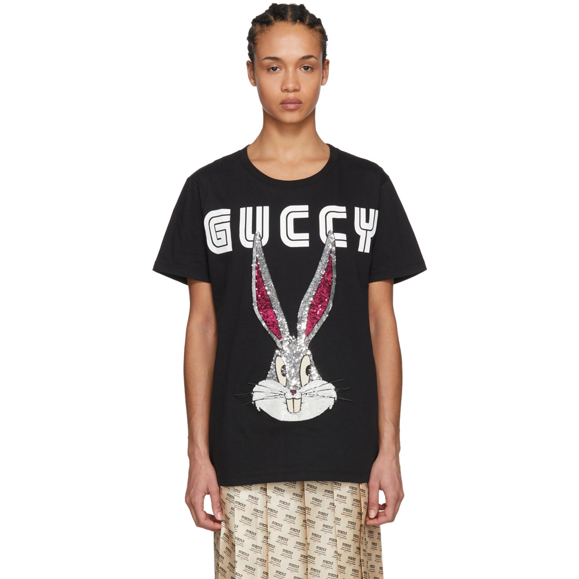 Gucci Black Guccy Crystal Bugs Bunny T-shirt | Lyst