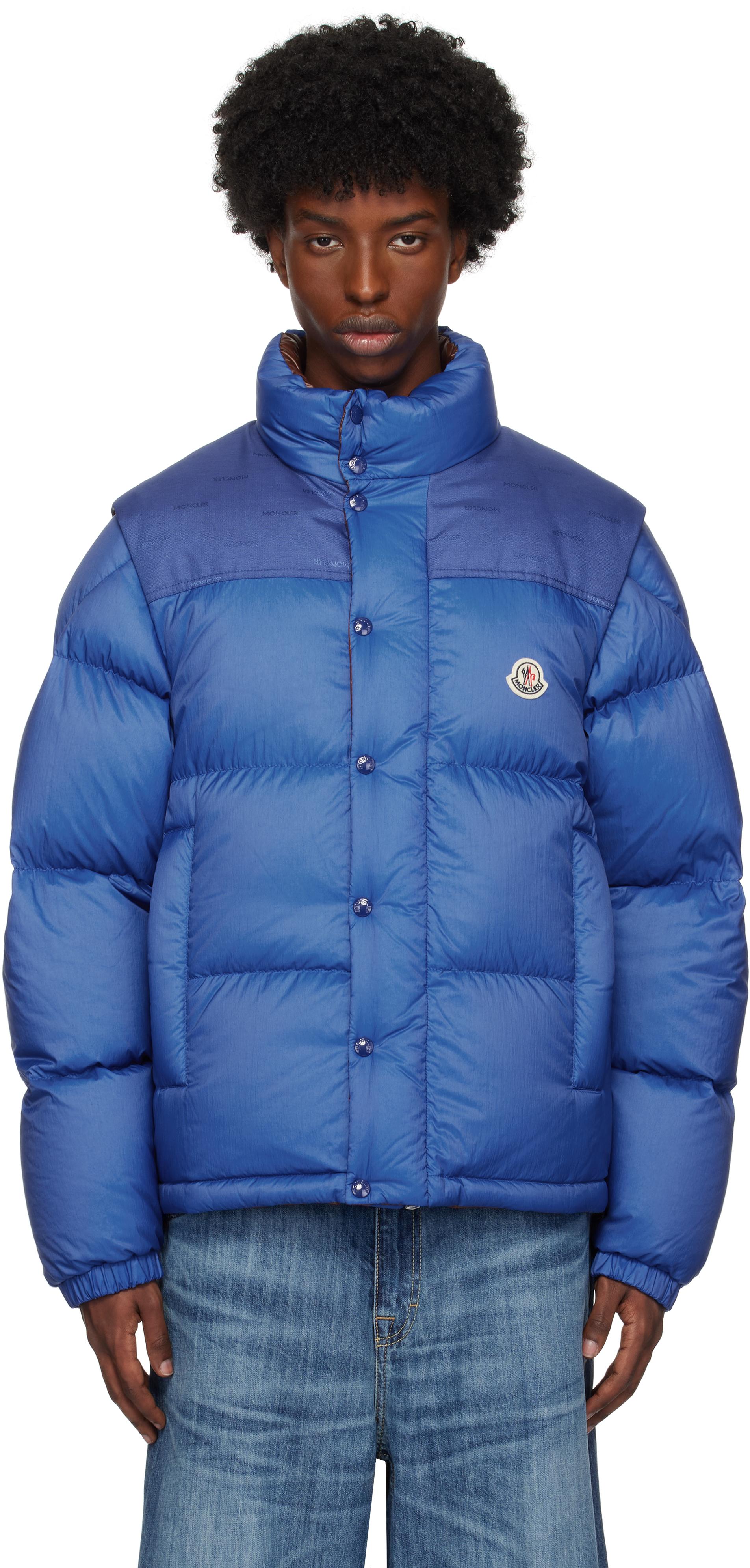 Moncler メンズ ブルー&ブラウン Verone リバーシブル ショート ダウン 