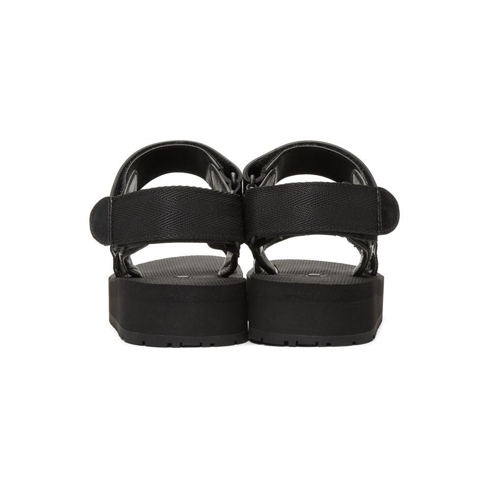 Prada Leather Black And White Velcro Nomad Sandals - Lyst