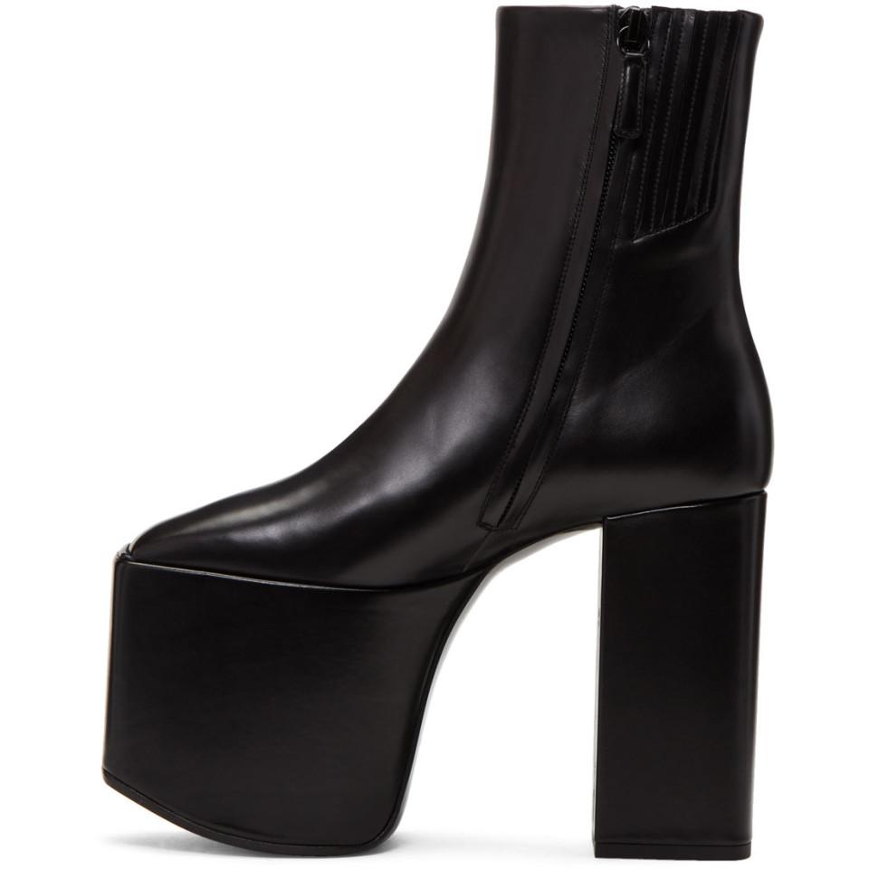 Balenciaga Leather Black Platform Boots - Lyst