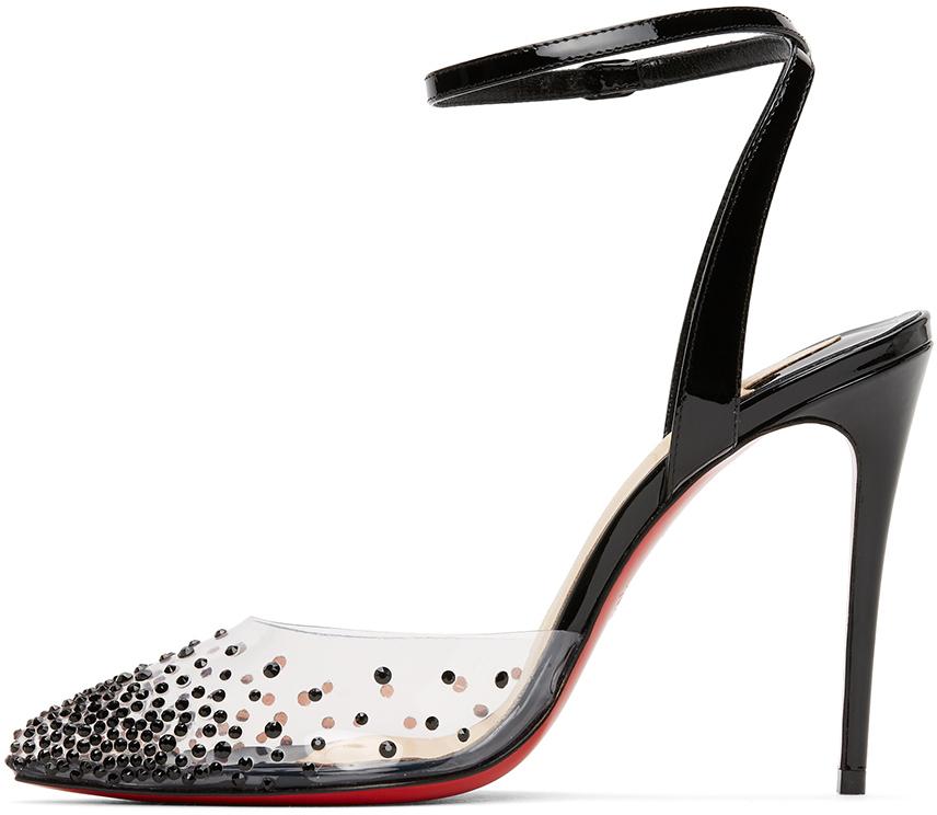 Christian Louboutin Leather Spikaqueen 100 Pvc/patent in Black - Lyst