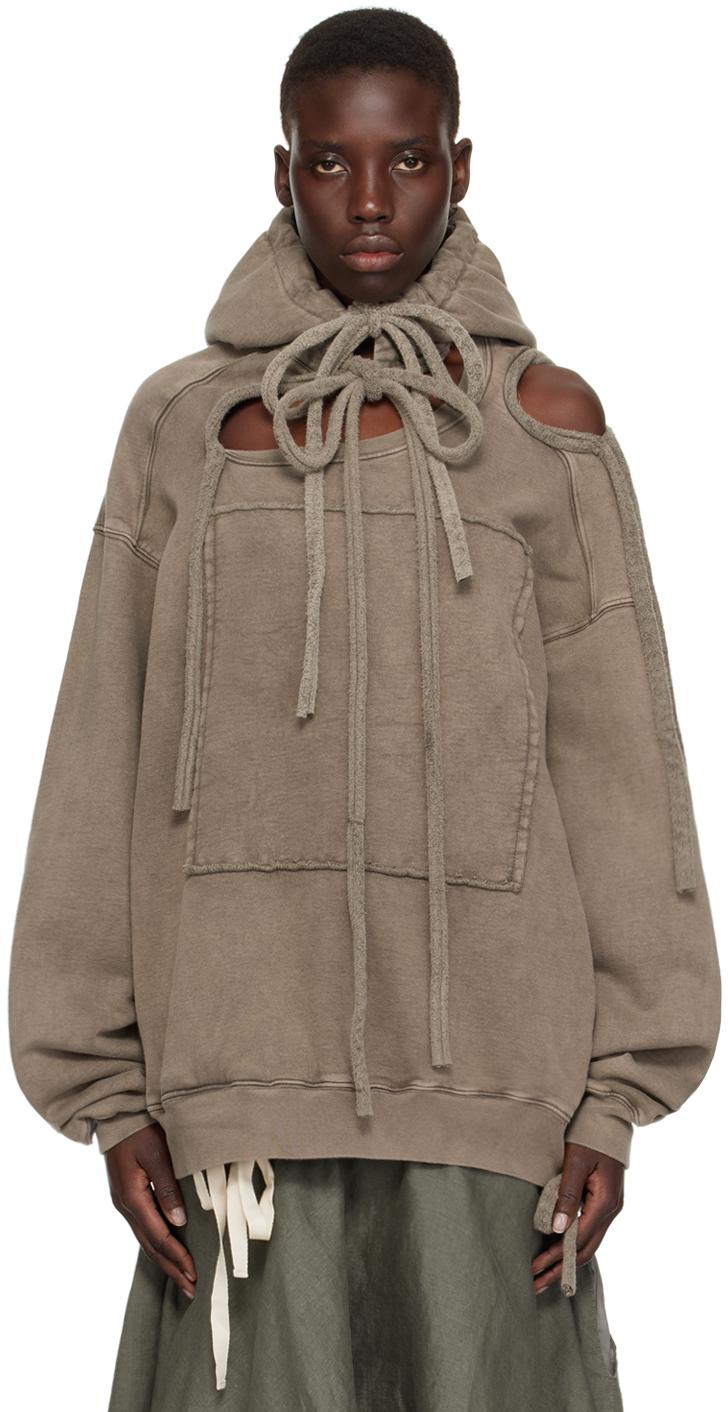 OTTOLINGER Taupe Deconstructed Hoodie in Natural | Lyst
