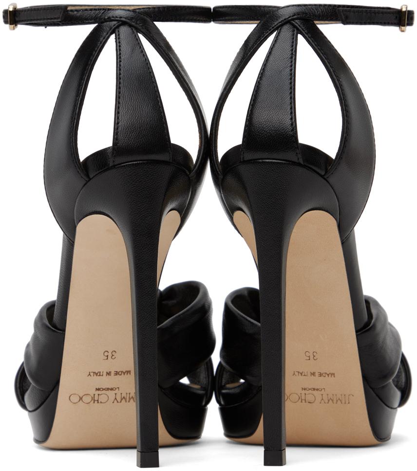 【関税込み】Jimmy Choo ブラック Rosie 120 ヒールサンダル JIMMY CHOO Rosie 120 knotted satin sandals | THE OUTNET
