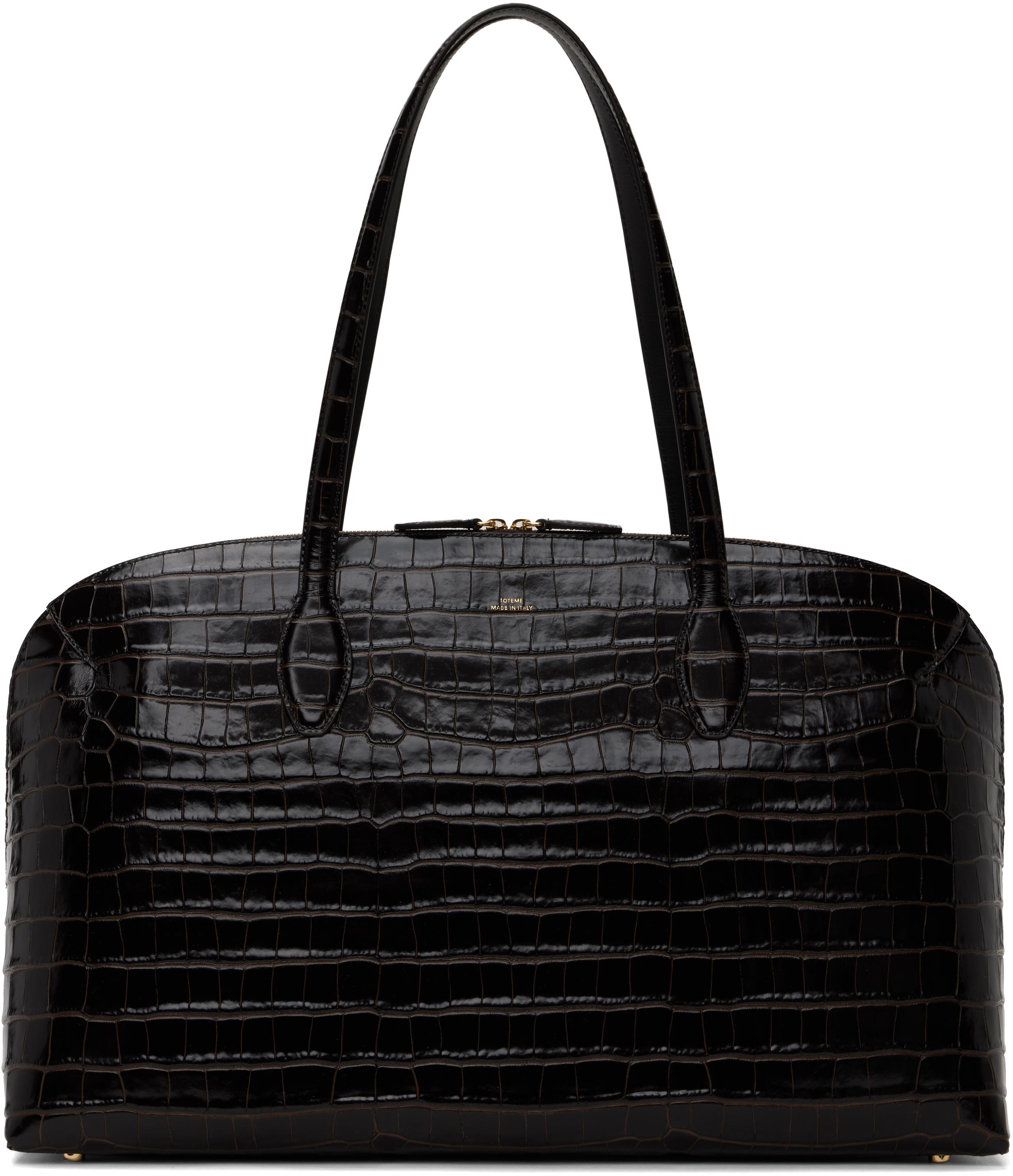 【TOTEME】Croco-embossed day tote トートバッグ Croco-embossed day tote dark chocolate – TOTEME