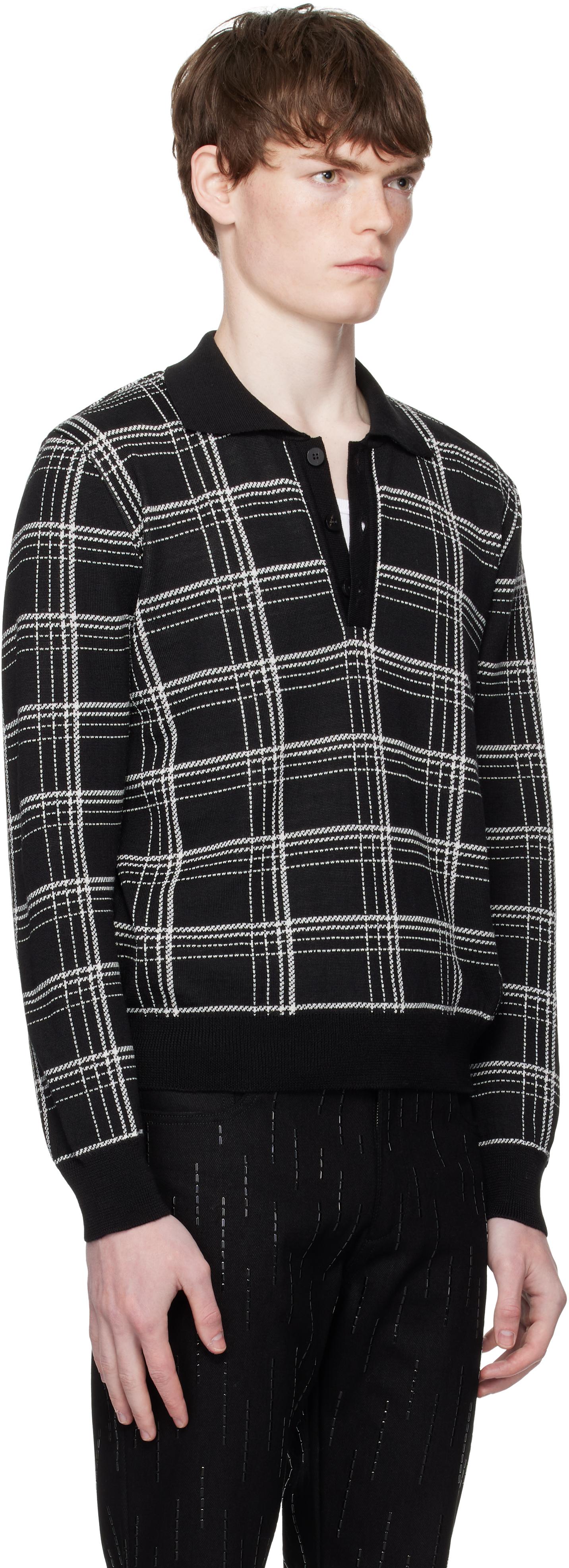 トップス ERNEST W. BAKER PIN STRIPE POLO White & Black Pin Stripe Classic Shirt by Ernest W. Baker on