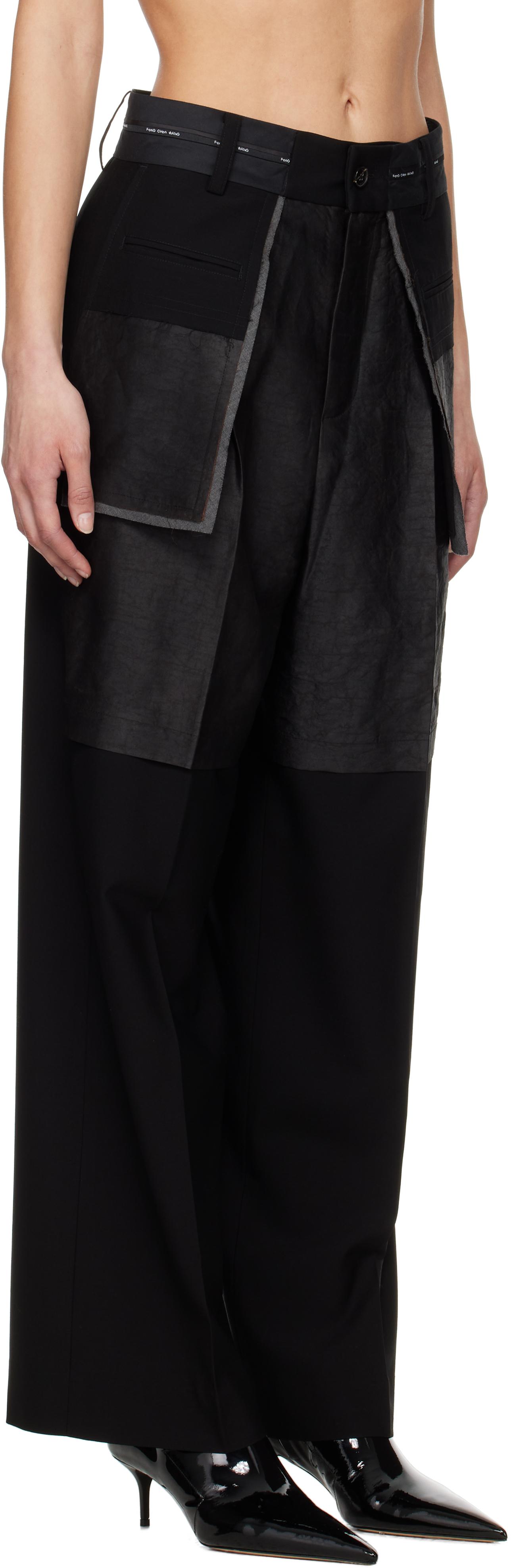 Feng Chen Wang Deconstructed Patchwork Trousers in Black | Lyst UK