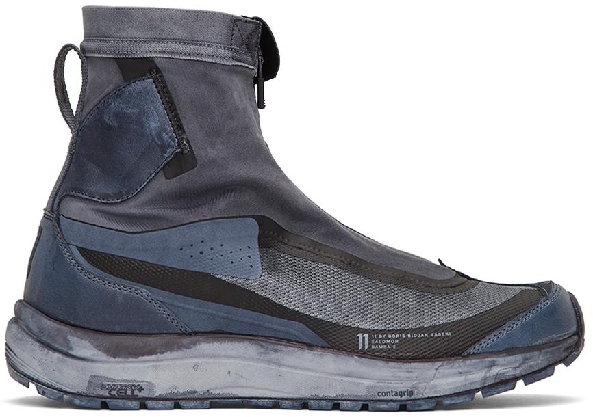 Boris Bidjan Saberi 11 Leather Grey Salomon Edition Bamba 2 High Sneakers  in Gray for Men | Lyst