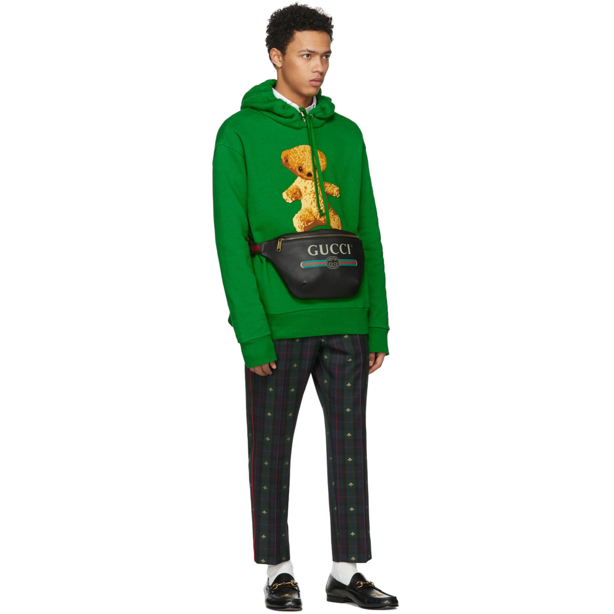 gucci teddy bear hoodie green