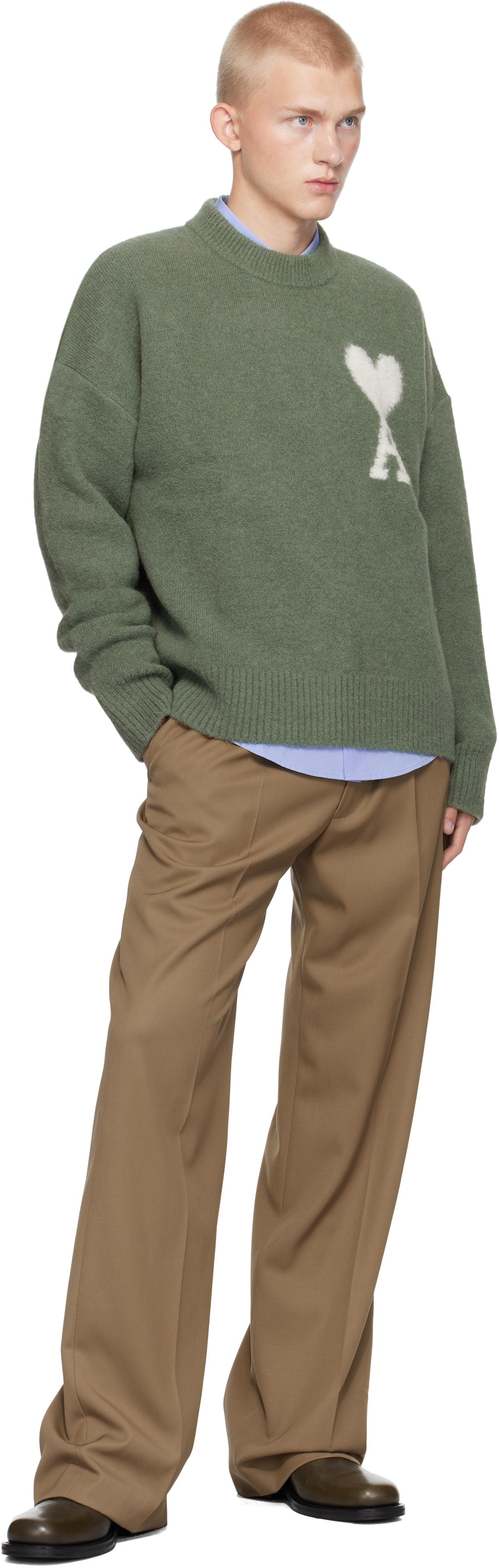 Ami Paris メンズ グリーン ーン Ami De Coeur クルーネックセーター  