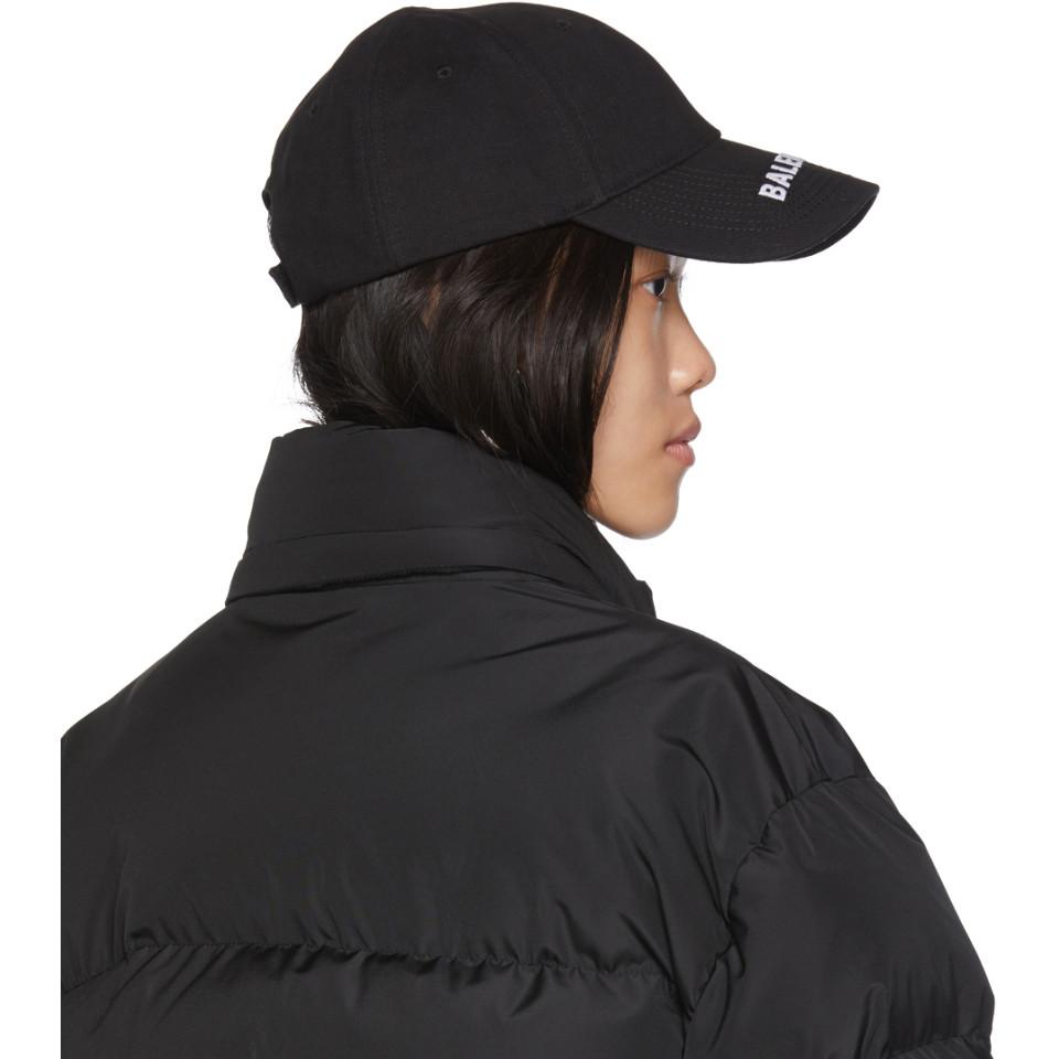 Balenciaga Cotton Black Logo Visor Cap 