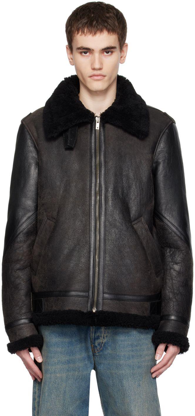 Golden Goose Black Zip Shearling Jacket for Men | Lyst