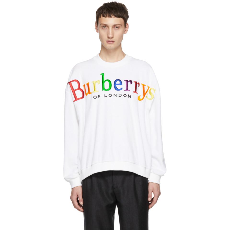 Burberry Cotton Rainbow Logo French Terry Sweatshirt in White - Lyst