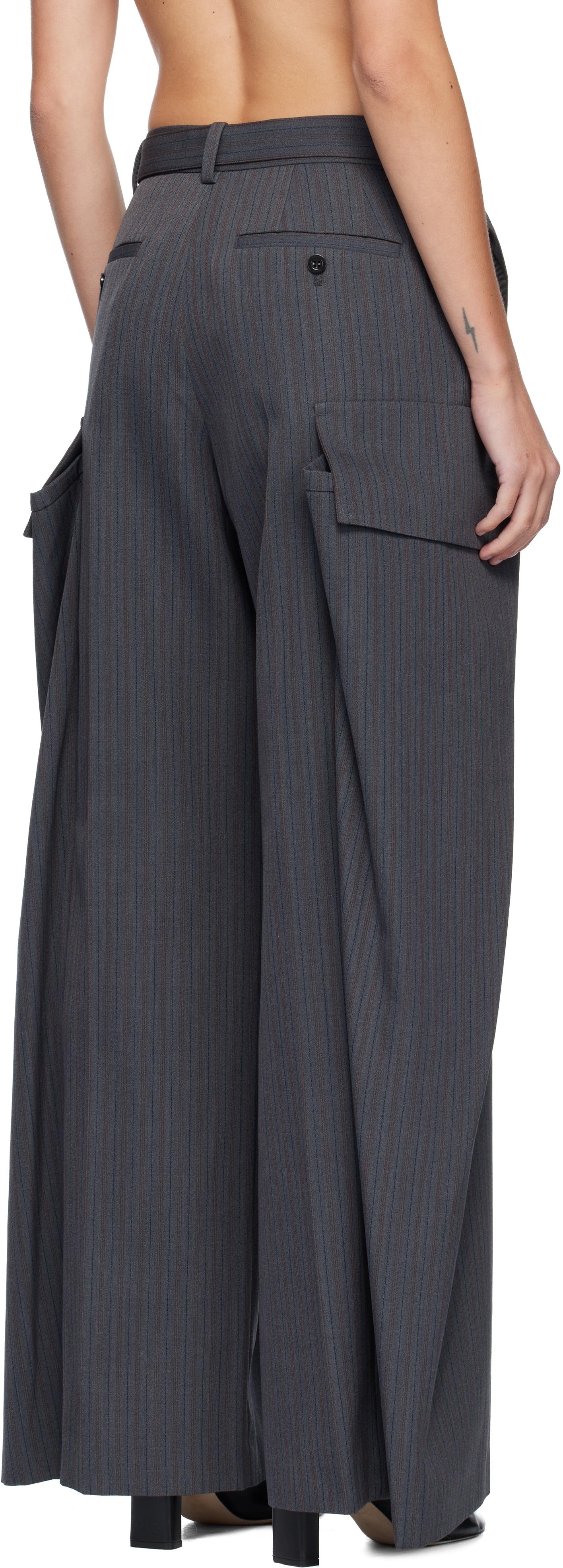 Sacai Stripe Doeskin Trousers in Black | Lyst