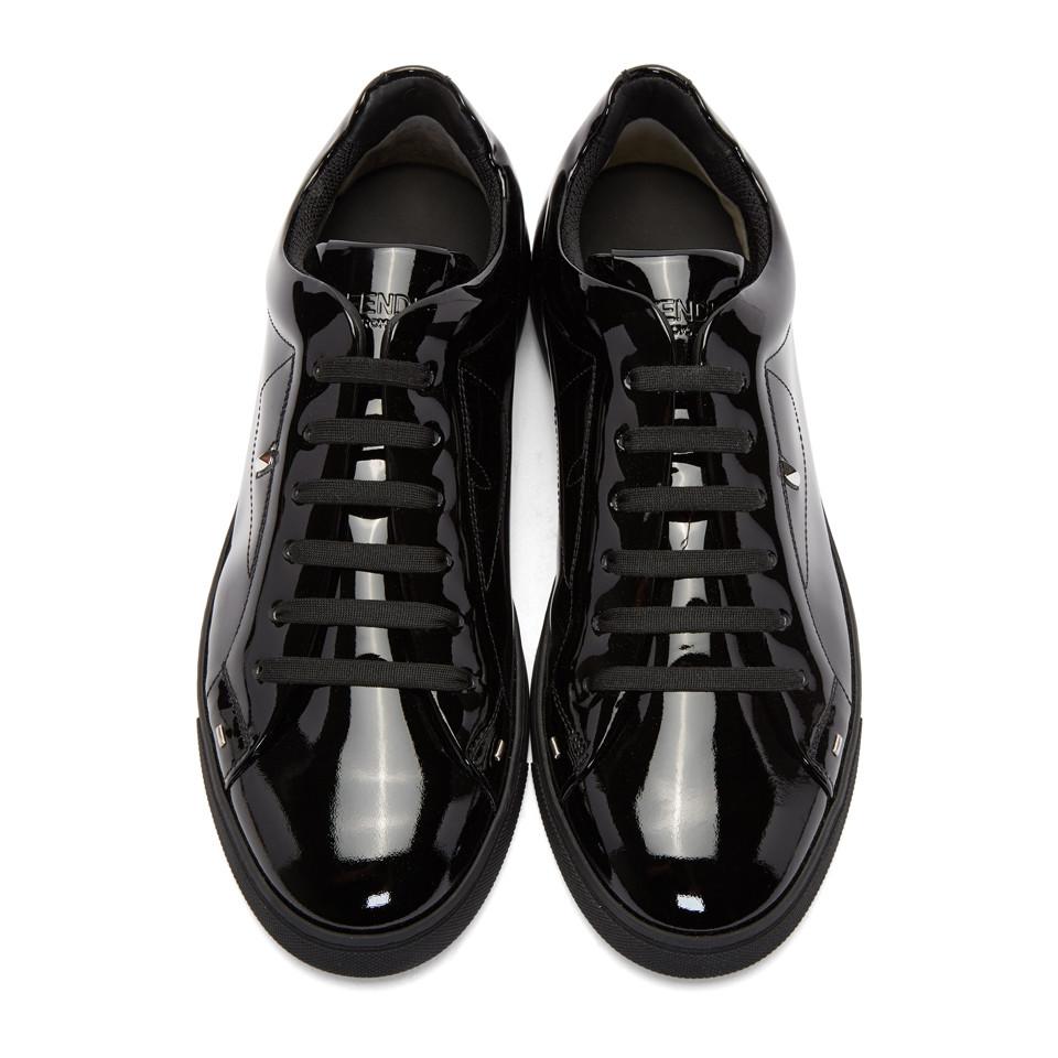 Fendi Leather Black Patent Sneakers for Men - Lyst