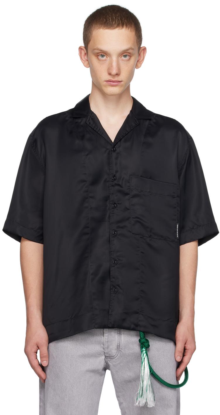 Song For The Mute floral-appliqué zip-up shirt - Black