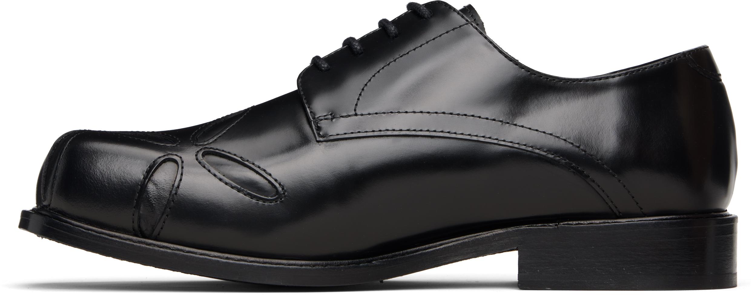 stefan cooke スクエアトゥダービー Stefan Cooke Slashed Square Toe Derby Shoes | Black | FARFETCH