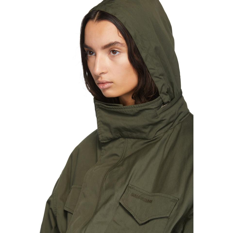 Regelmæssigt Stearinlys radius Balenciaga Khaki Twill Swing Jacket in Green | Lyst