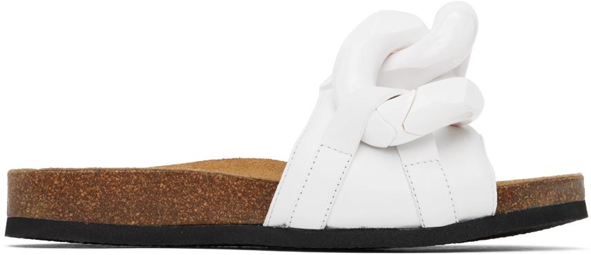 JW Anderson レディース ブラック ホワイト Chain スライド フラット 