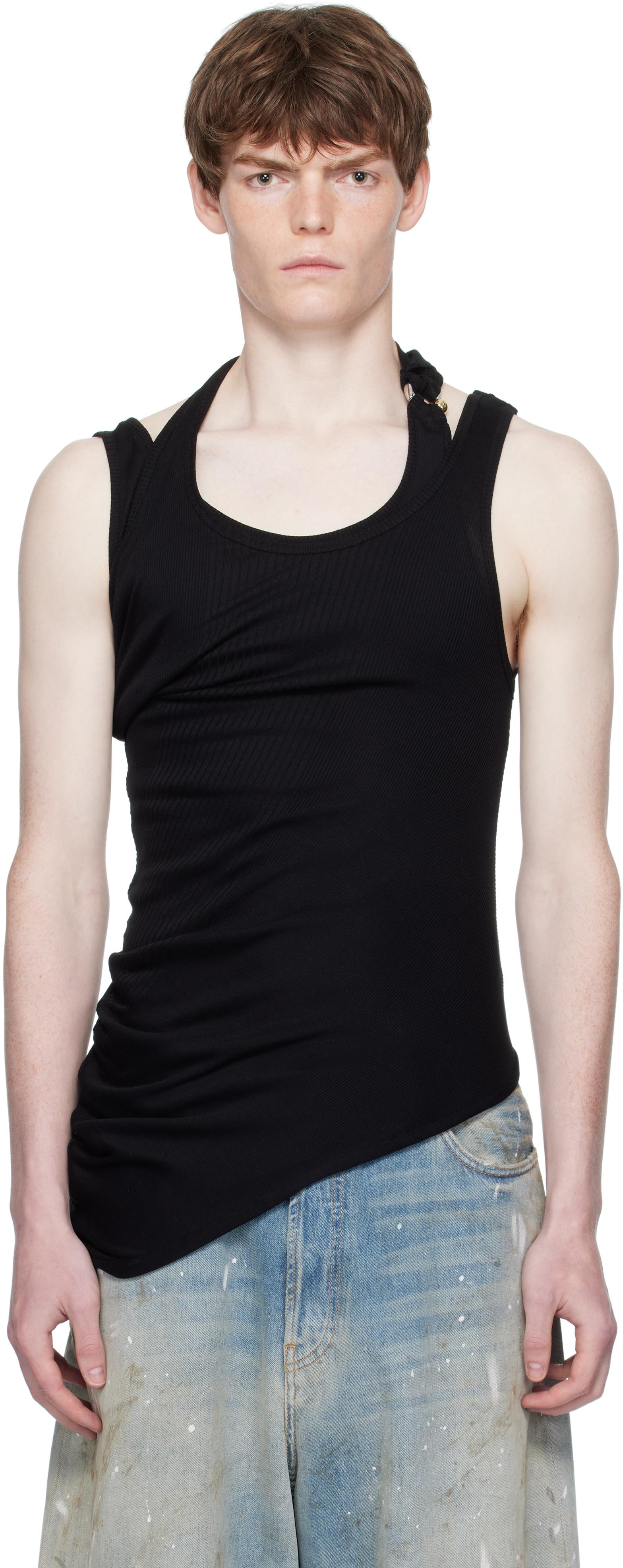 Jean Paul Gaultier Twisted Double Layered Tank Top in Black for