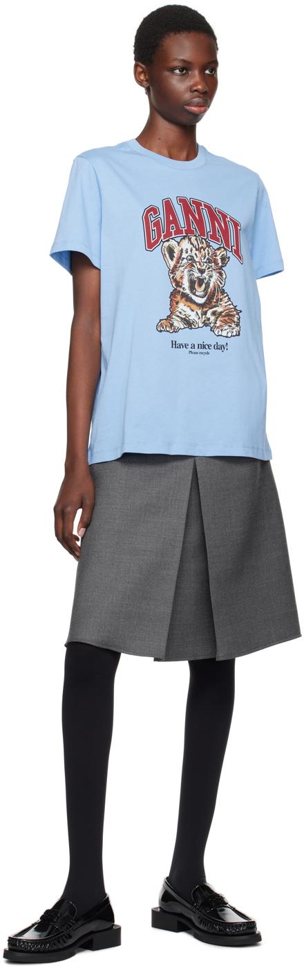GANNI Tiger Tシャツ ganni-745-Blissful-Blue-Tiger-