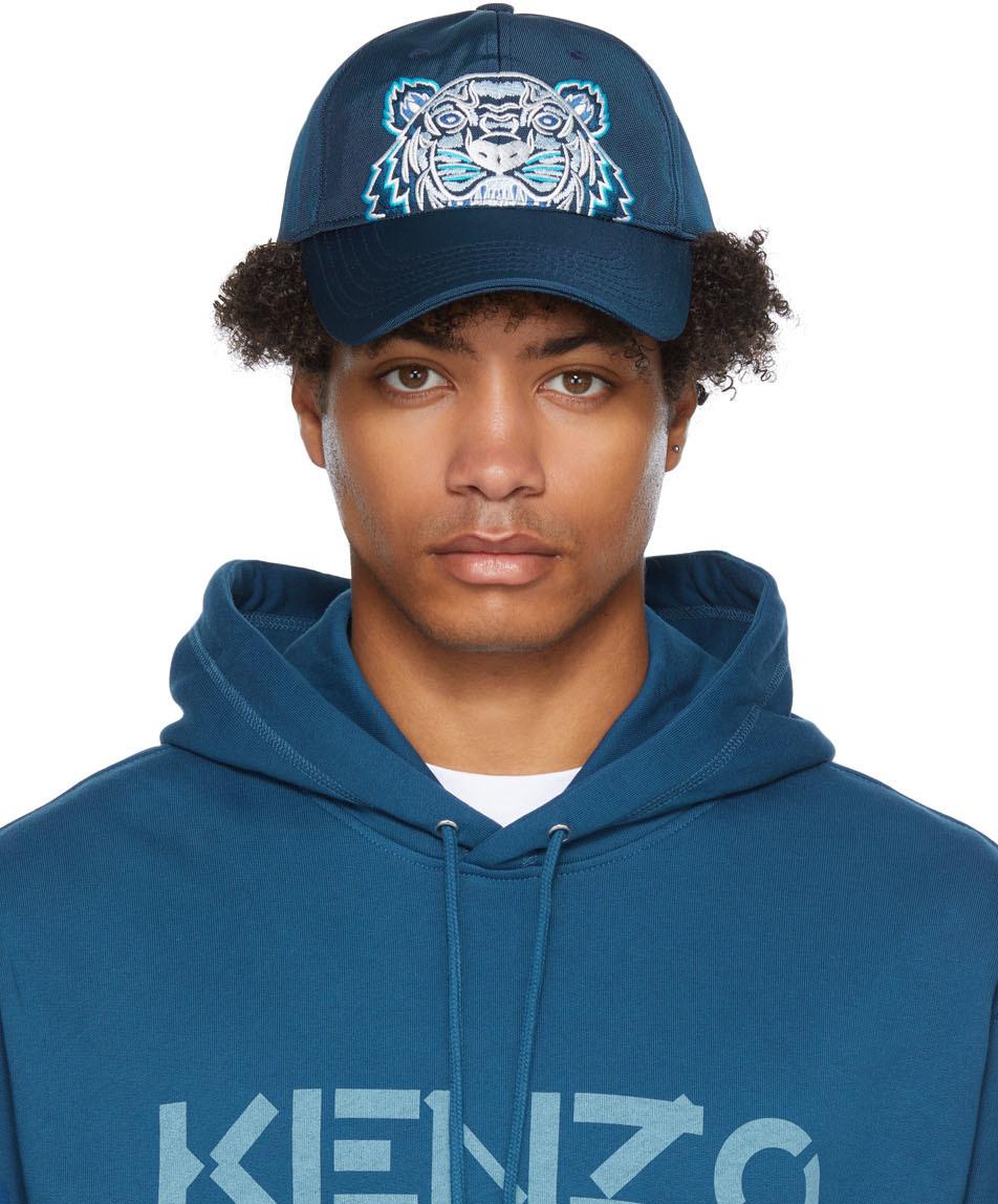 KENZO Canvas Kampus Tiger Cap in Blue 