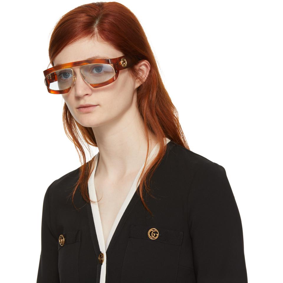 Gucci Rubber Tortoiseshell Runway Visor 