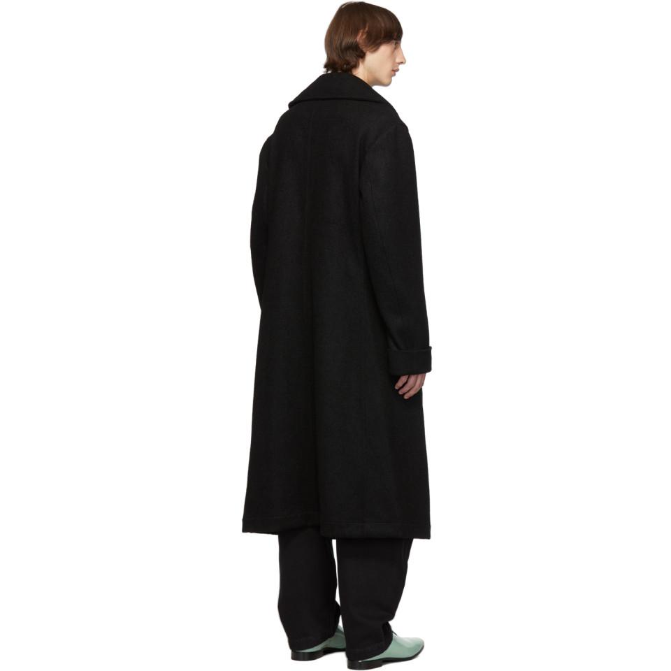 Yohji Yamamoto Wool Black Shawl Collar Coat for Men - Lyst