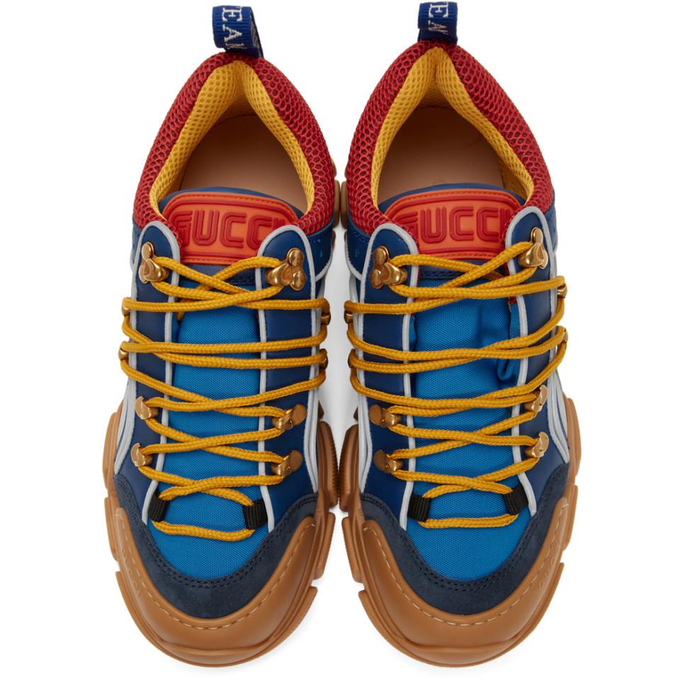 Gucci Leather Flashtrek Sneakers in Blue for Men - Lyst