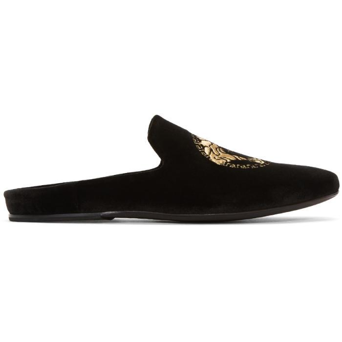 Lyst - Versace Black Velvet Medusa Slip-on Loafers in Black for Men