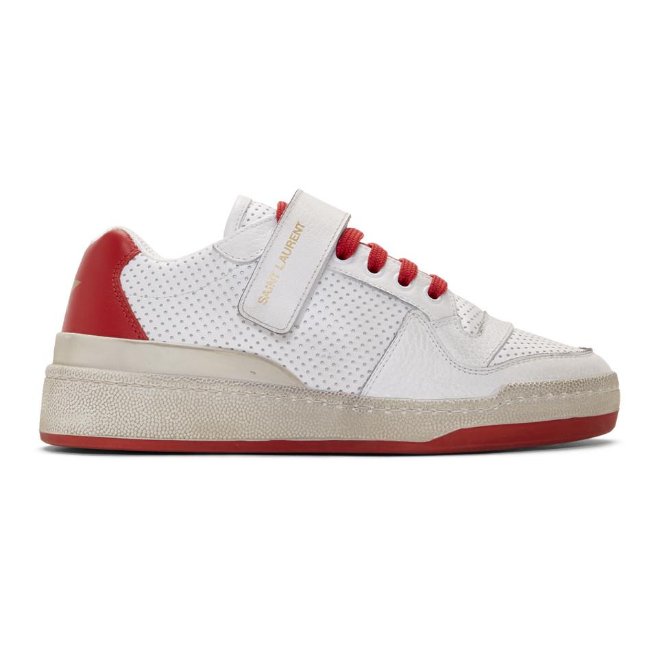 Saint Laurent White And Red Sl24 Sneakers | Lyst