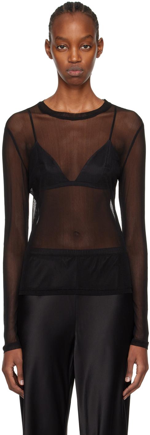 black see through long sleeve top