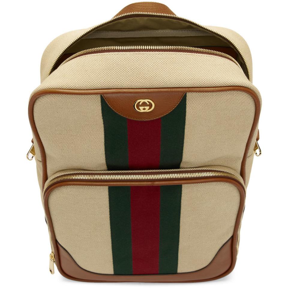 Gucci Beige Canvas Vintage Backpack in 