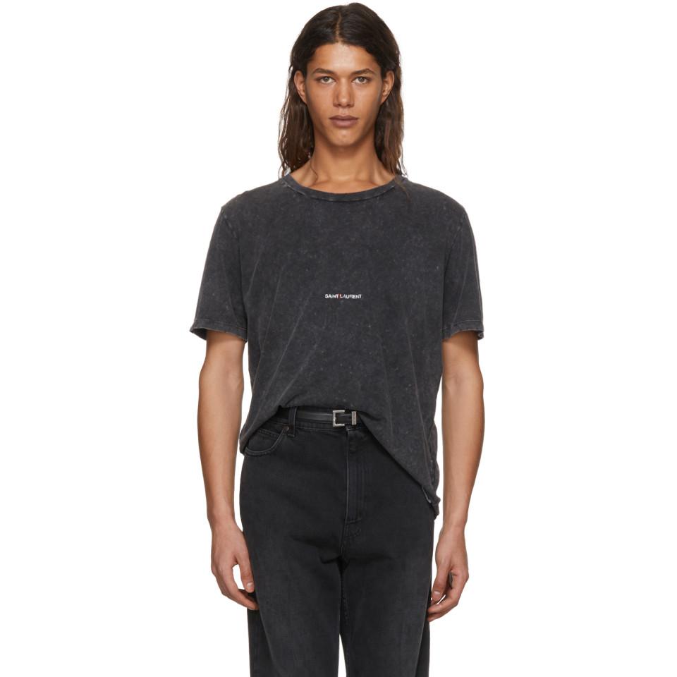 Saint Laurent Cotton Grey Rive Gauche T-shirt in Gray for Men - Lyst
